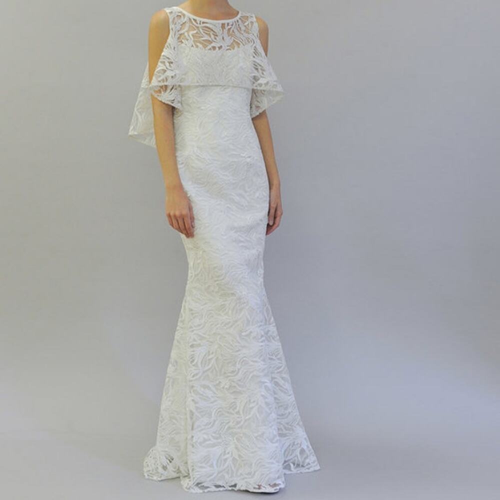 AUSTIN SCARLETT Nadine E017 White Lace Wedding Dress + Cape Formal Gown 12